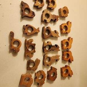 Vintage Napkin Holder collection, carved wood animals